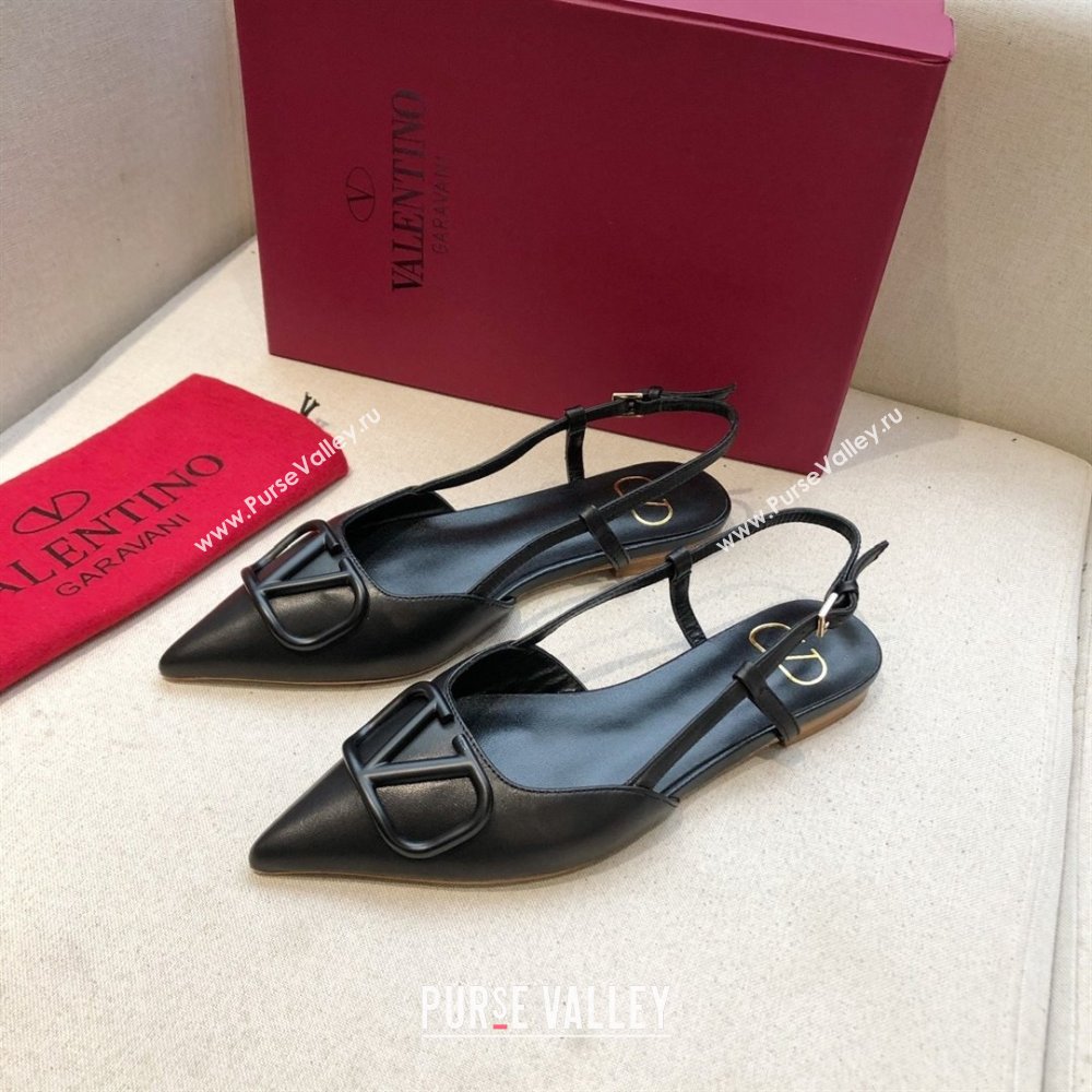 Valentino VLOGO Calfskin Slingback FLATS black 2020 (modeng-210305-17)