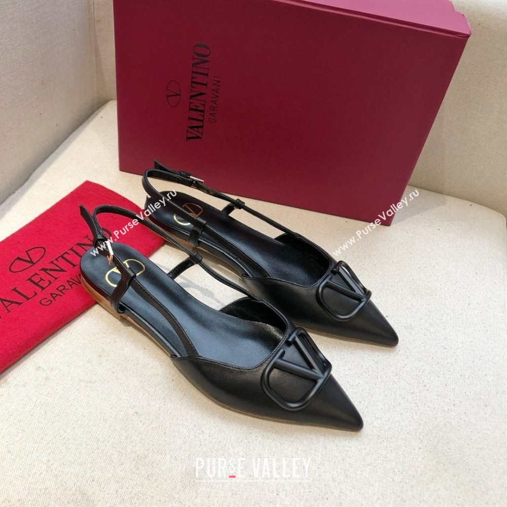 Valentino VLOGO Calfskin Slingback FLATS black 2020 (modeng-210305-17)