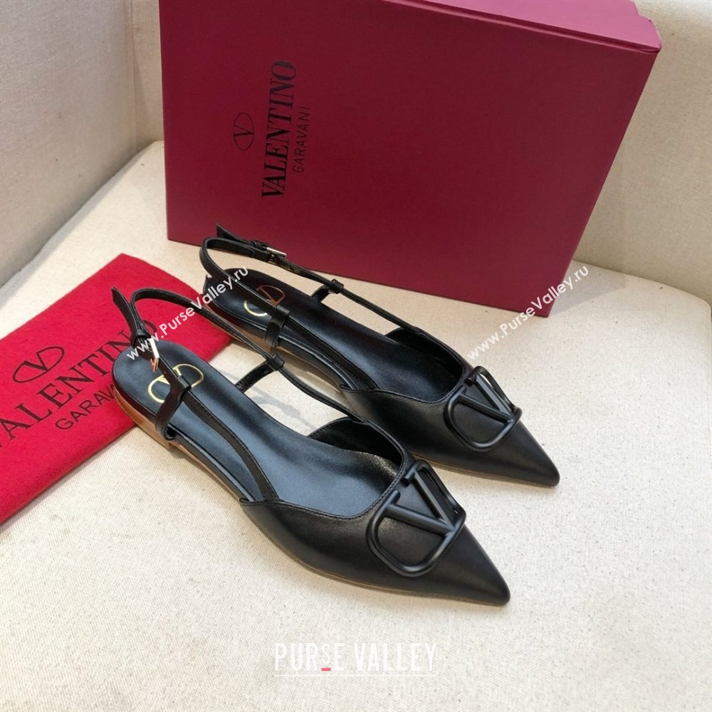 Valentino VLOGO Calfskin Slingback FLATS black 2020 (modeng-210305-17)