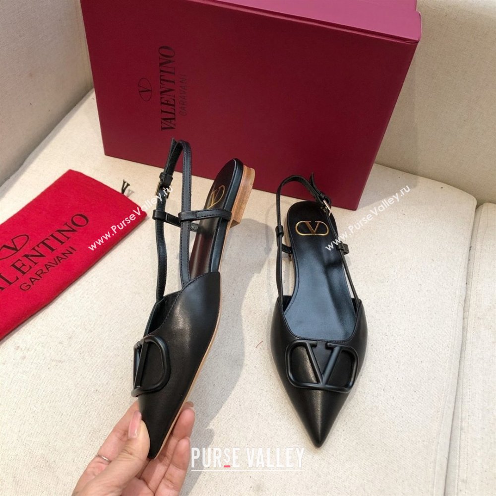 Valentino VLOGO Calfskin Slingback FLATS black 2020 (modeng-210305-17)