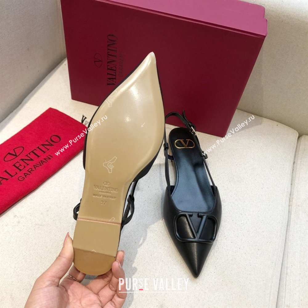 Valentino VLOGO Calfskin Slingback FLATS black 2020 (modeng-210305-17)