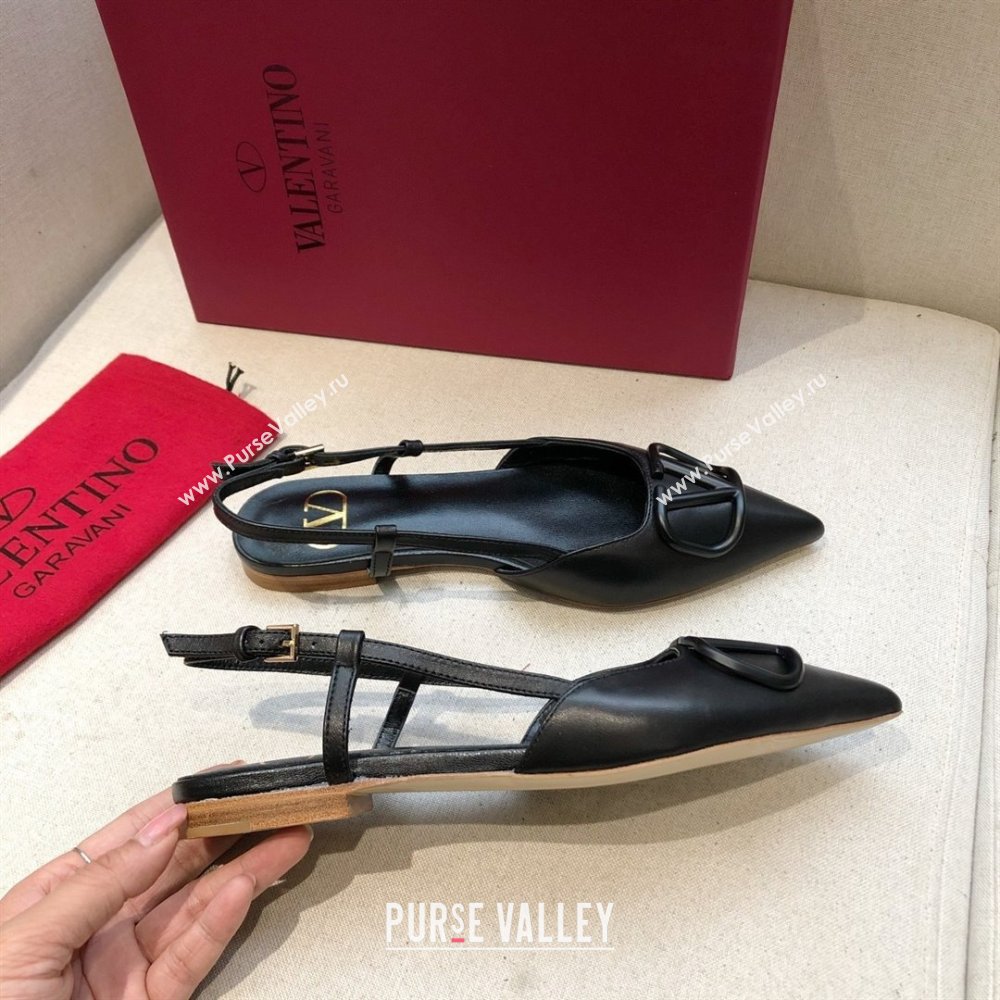 Valentino VLOGO Calfskin Slingback FLATS black 2020 (modeng-210305-17)