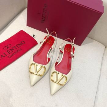 Valentino VLOGO Calfskin Slingback FLATS WHITE/RED 2020 (modeng-210305-12)