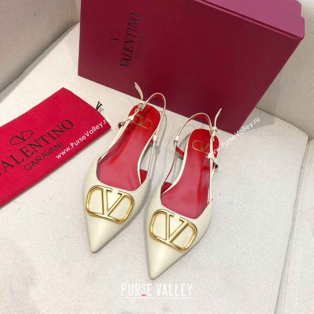 Valentino VLOGO Calfskin Slingback FLATS WHITE/RED 2020 (modeng-210305-12)