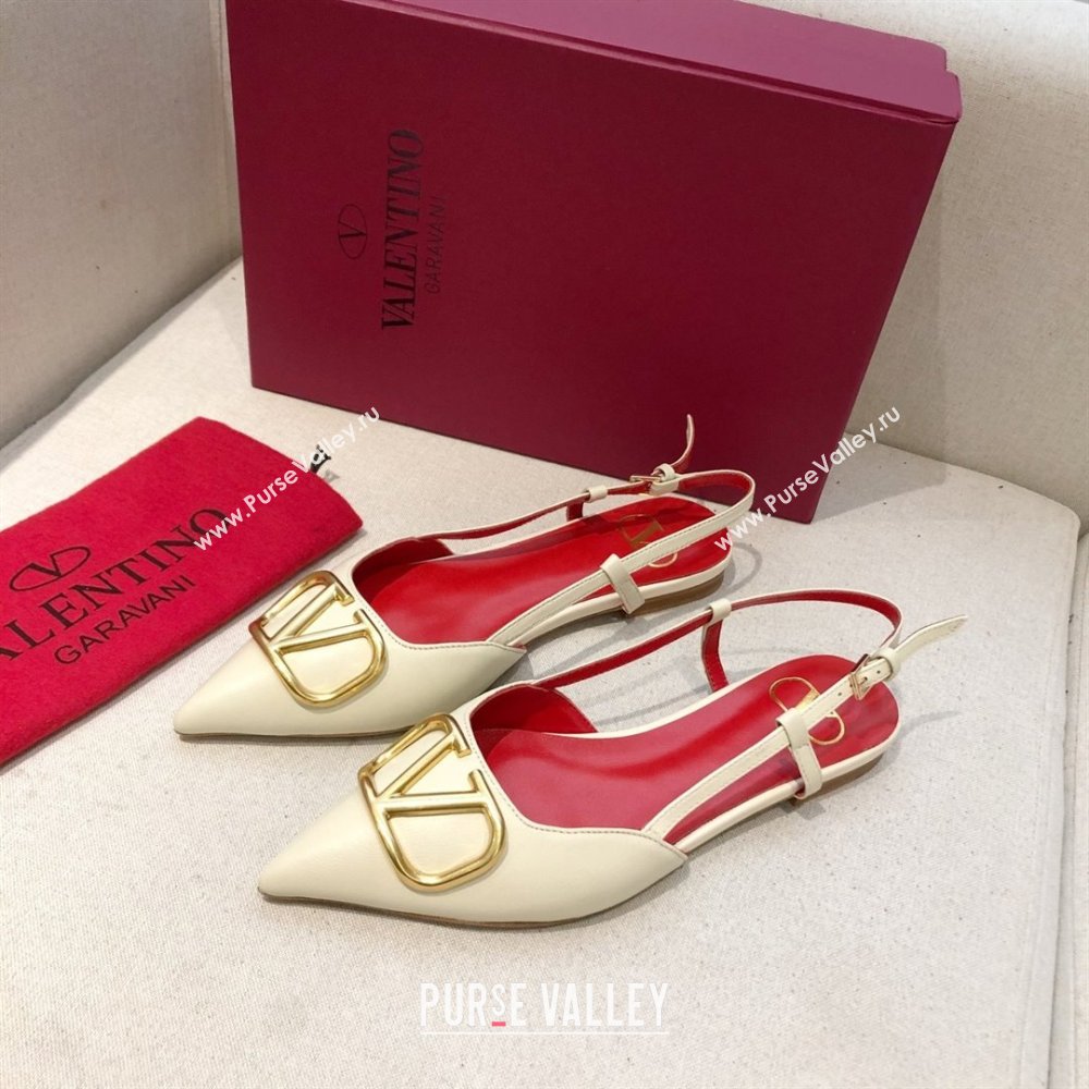 Valentino VLOGO Calfskin Slingback FLATS WHITE/RED 2020 (modeng-210305-12)