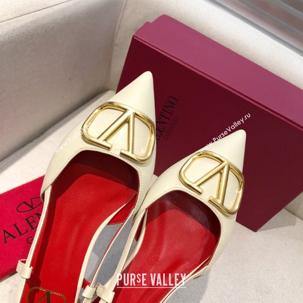 Valentino VLOGO Calfskin Slingback FLATS WHITE/RED 2020 (modeng-210305-12)