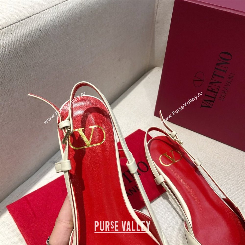 Valentino VLOGO Calfskin Slingback FLATS WHITE/RED 2020 (modeng-210305-12)