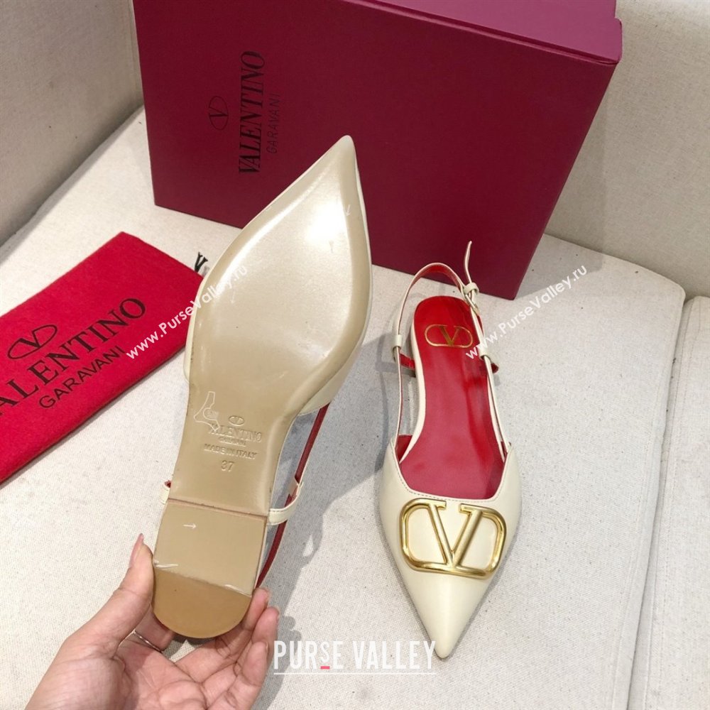Valentino VLOGO Calfskin Slingback FLATS WHITE/RED 2020 (modeng-210305-12)