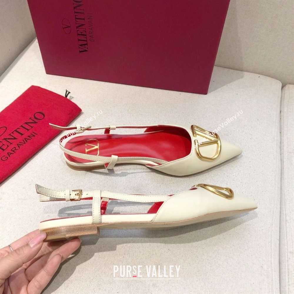 Valentino VLOGO Calfskin Slingback FLATS WHITE/RED 2020 (modeng-210305-12)