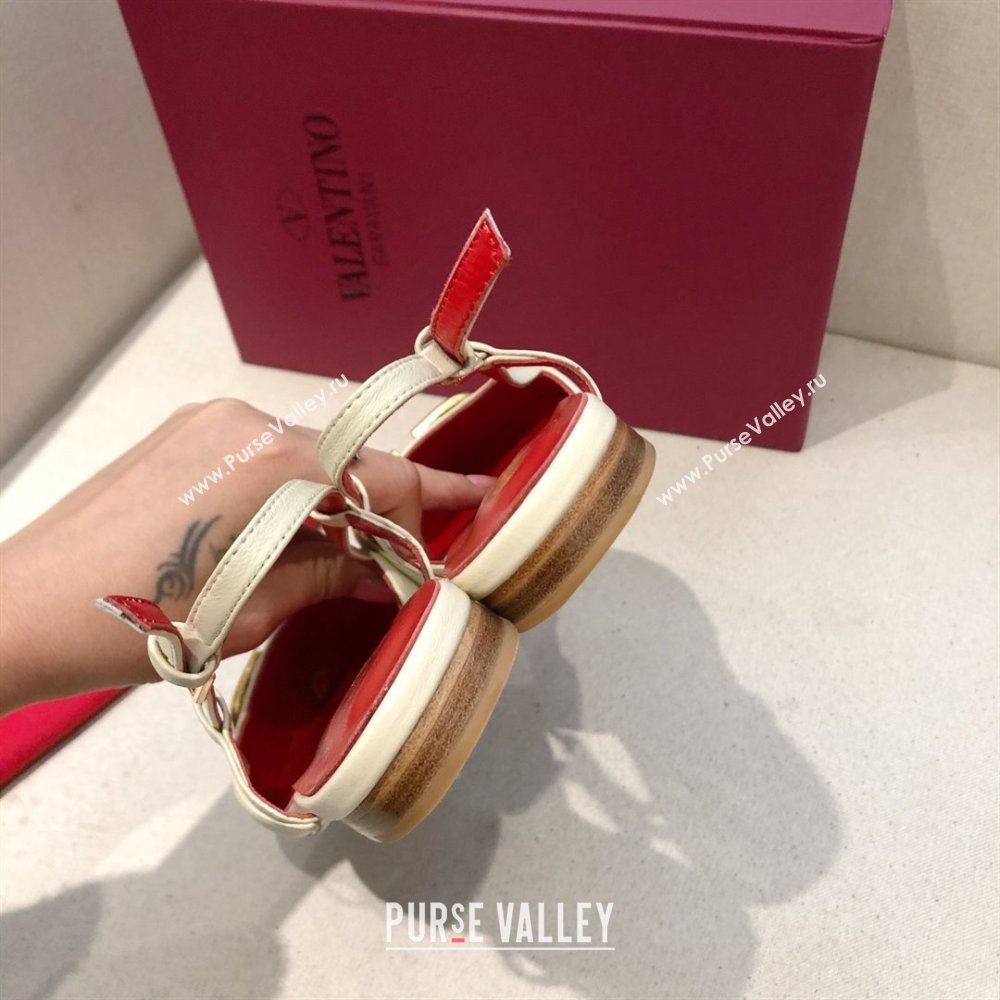 Valentino VLOGO Calfskin Slingback FLATS WHITE/RED 2020 (modeng-210305-12)