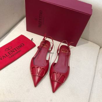 Valentino VLOGO Calfskin Slingback FLATS red 2020 (modeng-210305-18)