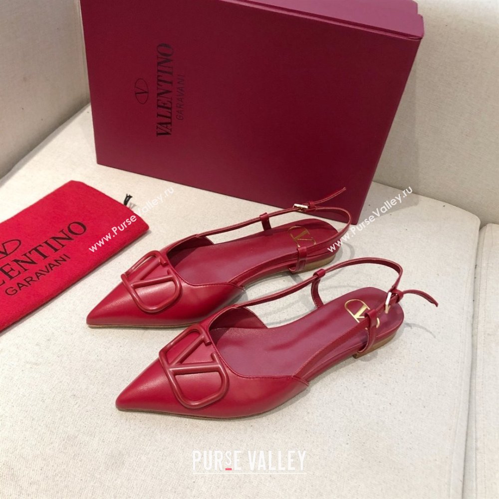 Valentino VLOGO Calfskin Slingback FLATS red 2020 (modeng-210305-18)