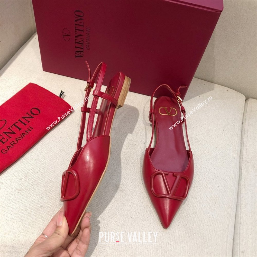 Valentino VLOGO Calfskin Slingback FLATS red 2020 (modeng-210305-18)