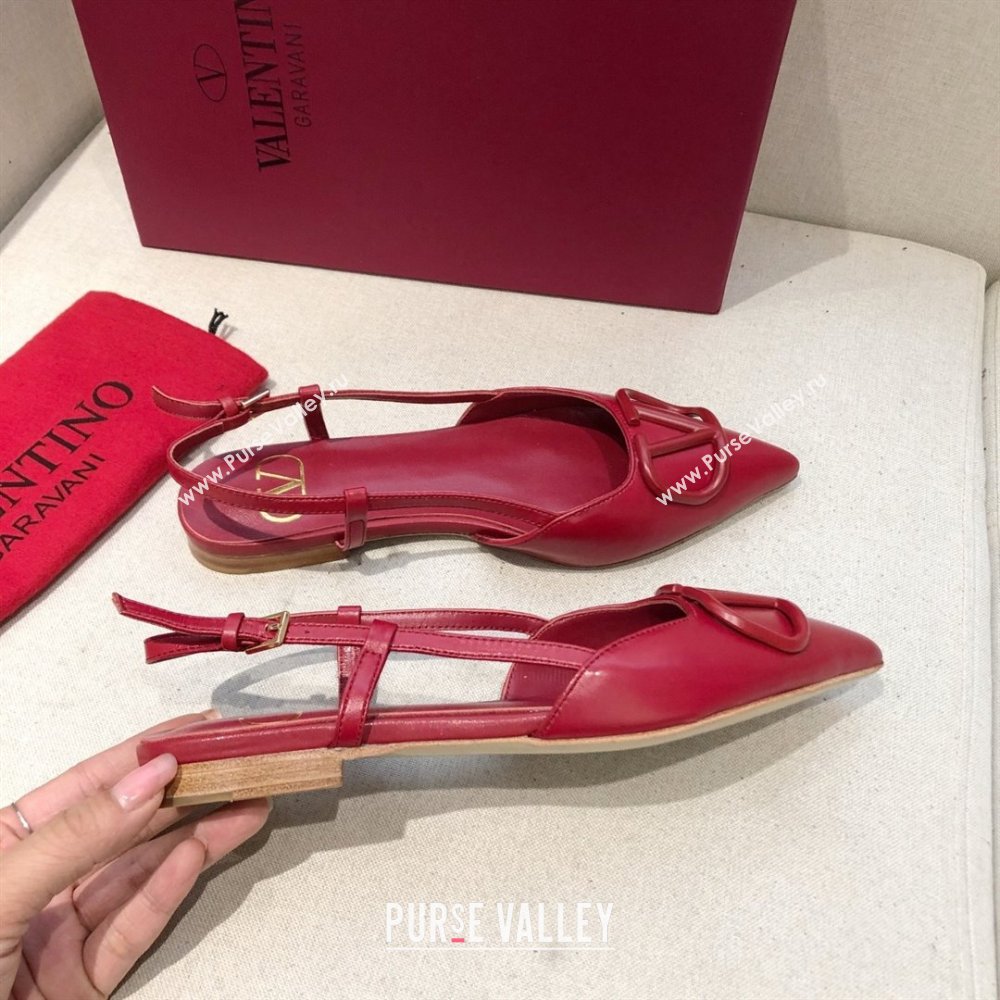 Valentino VLOGO Calfskin Slingback FLATS red 2020 (modeng-210305-18)