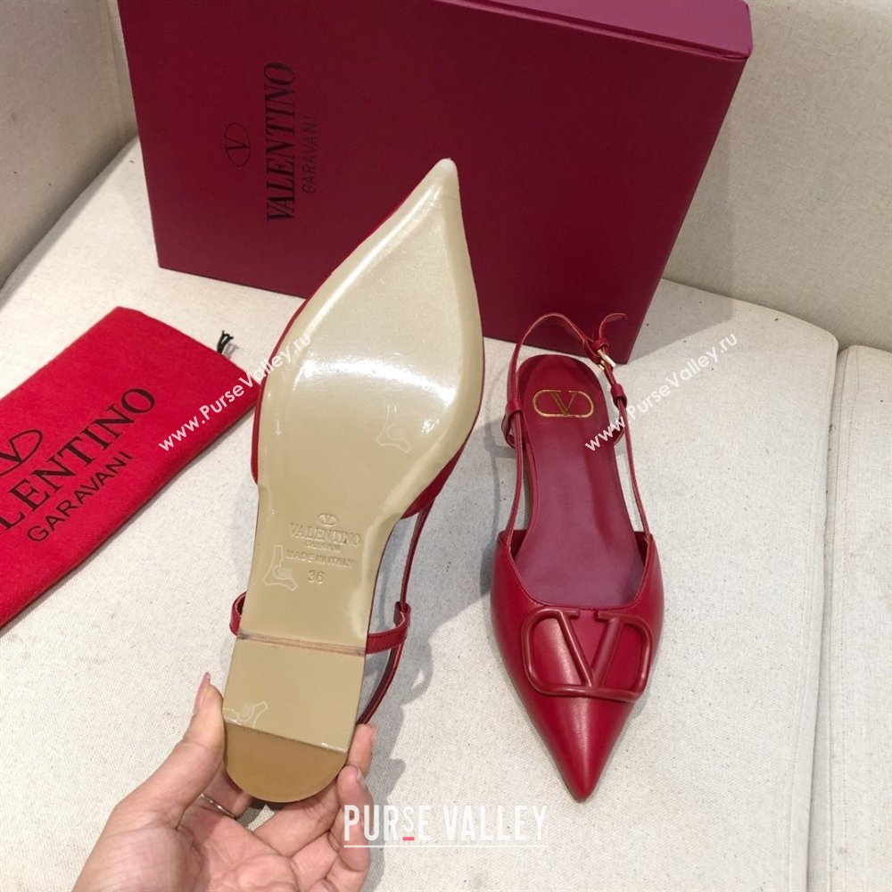 Valentino VLOGO Calfskin Slingback FLATS red 2020 (modeng-210305-18)