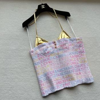 Chanel Cotton and Wool Tweed Iridescent Stretch Jersey Multicolor top P76398 2024 (qiqi-240131-02)