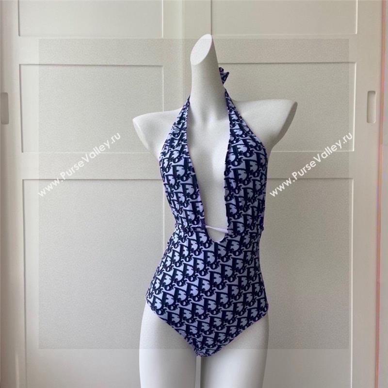 DIOR BLUE OBLIQUE PRINTED SWIMSUIT 2023 (shishang-230918-09)