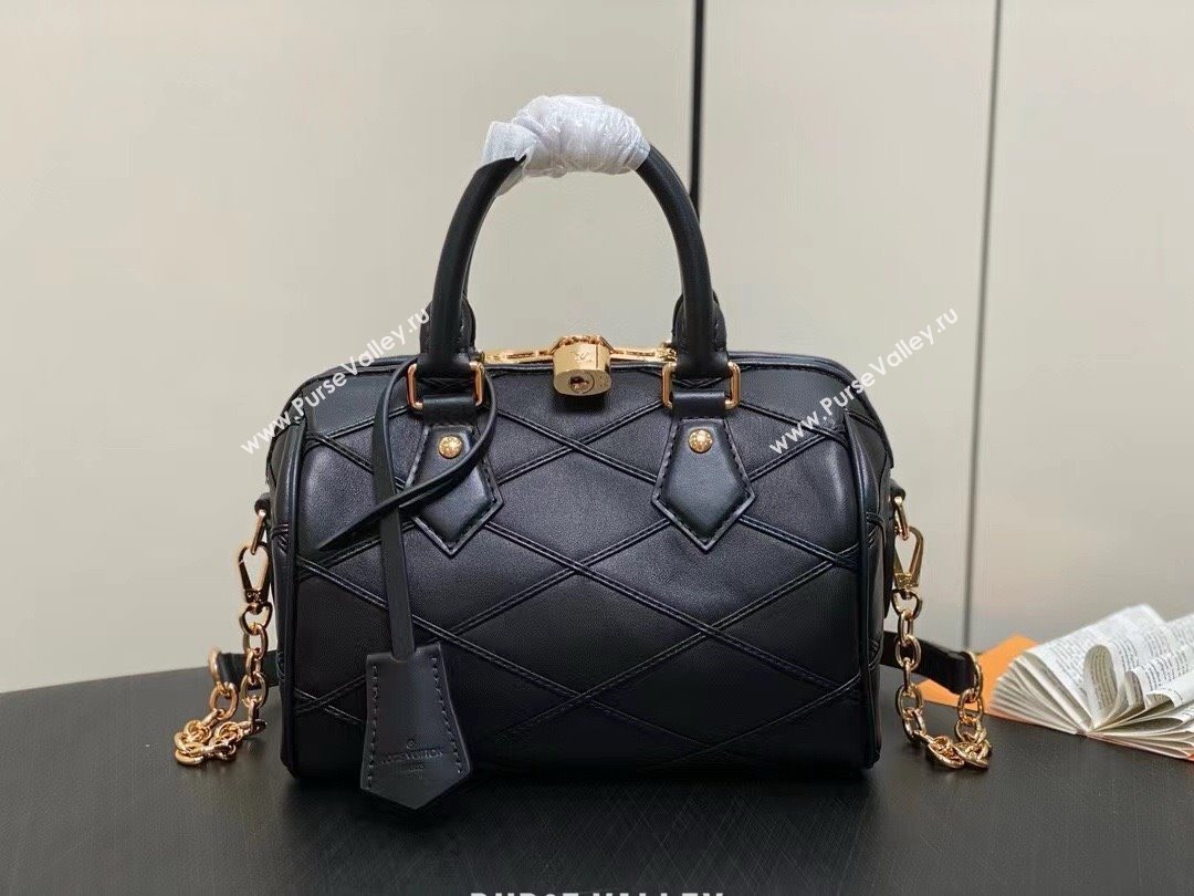 LOUIS VUITTON MALLETAGE LEATHER Speedy Bandoulière 20 M24261 black 2024 (kiki-240423-01)