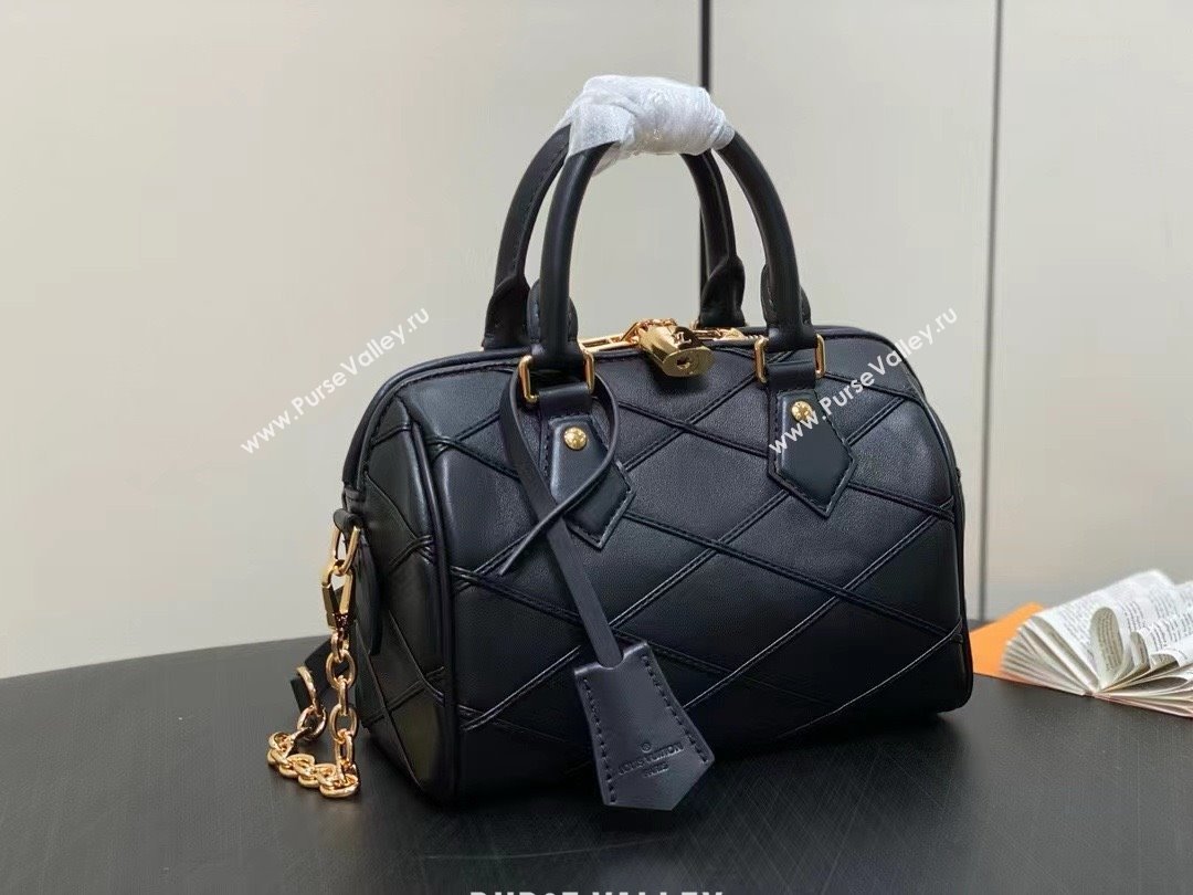 LOUIS VUITTON MALLETAGE LEATHER Speedy Bandoulière 20 M24261 black 2024 (kiki-240423-01)