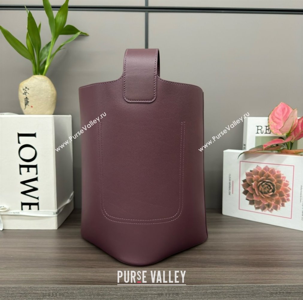 loewe medium Pebble Bucket bag in mellow calfskin dark burgundy 2024 (xinyidai-240202-01)