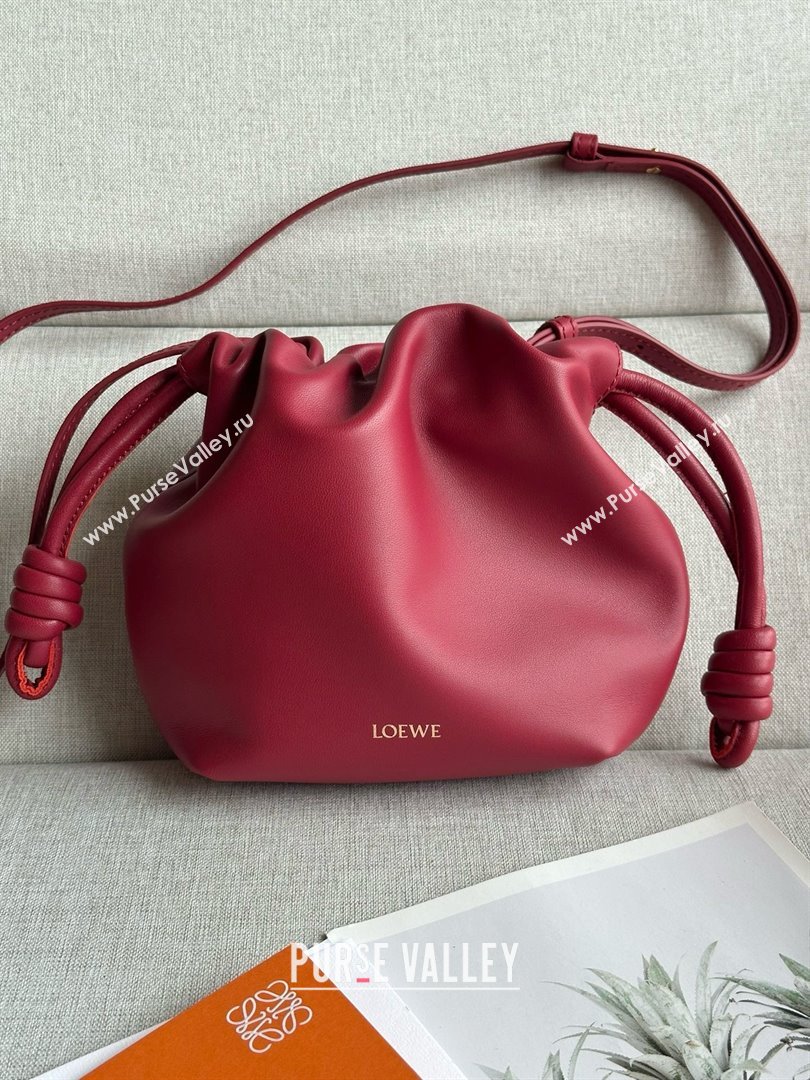 loewe Mini flamenco purse in nappa leather red 2024 (xinyidai-240202-05)