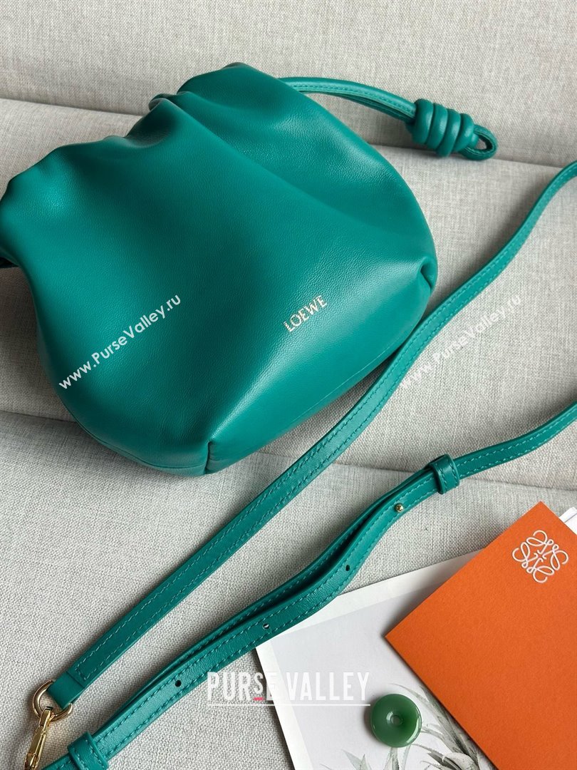 loewe Mini flamenco purse in nappa leather green 2024 (xinyidai-240202-06)