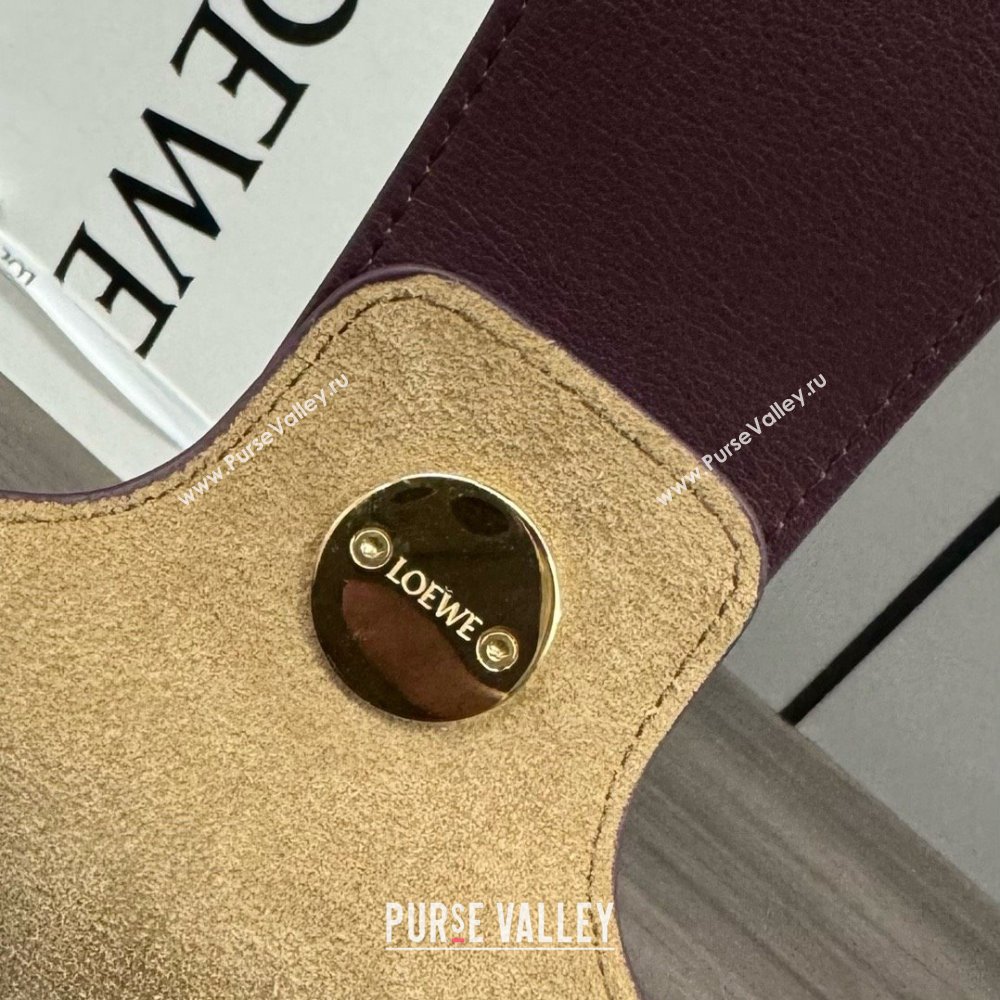 loewe medium Pebble Bucket bag in mellow calfskin dark burgundy 2024 (xinyidai-240202-01)