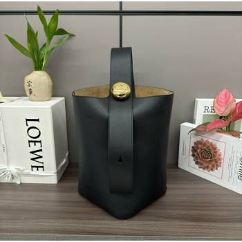 loewe Mini Pebble Bucket bag in mellow calfskin black 2024 (xinyidai-240202-02)