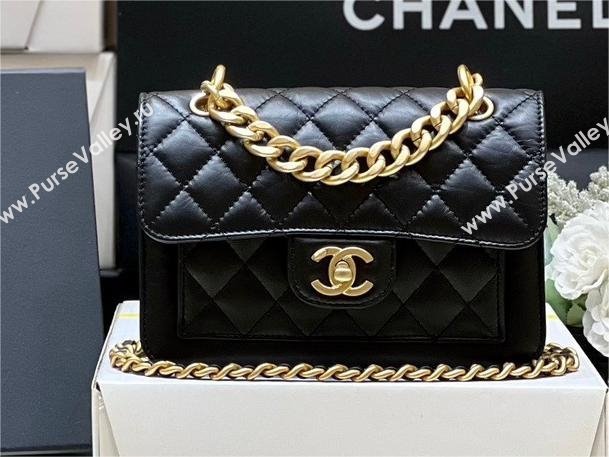 Chanel Shiny Crumpled Calfskin Black Metal Mini Flap Bag BLACK AS4051 2023(ORIGINAL QUALITY) (SHUNYANG-231215-01)