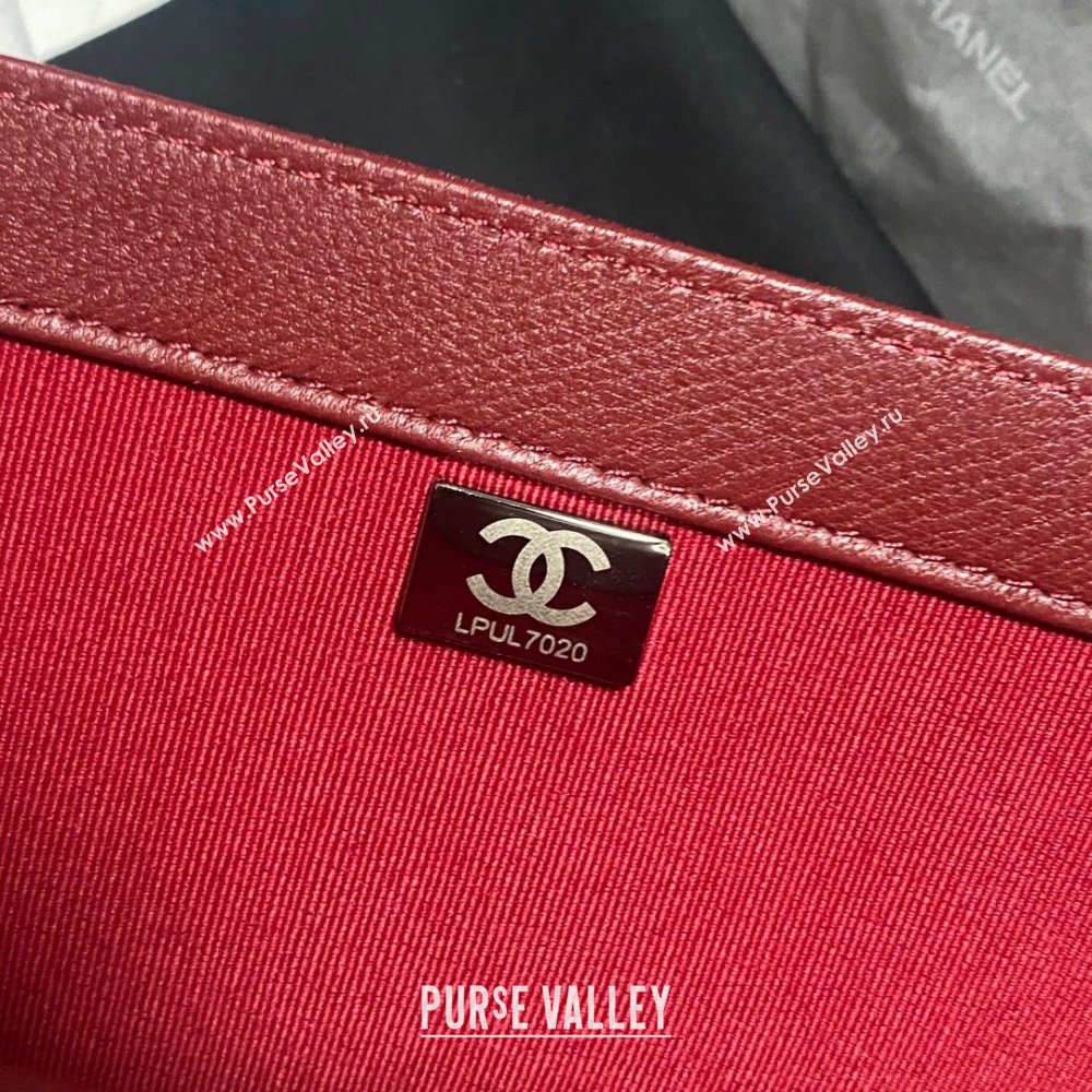 Chanel Velvet Silver-Tone Metal Mini Flap Bag RED AS4051 2023 (JIYUAN-231215-03)