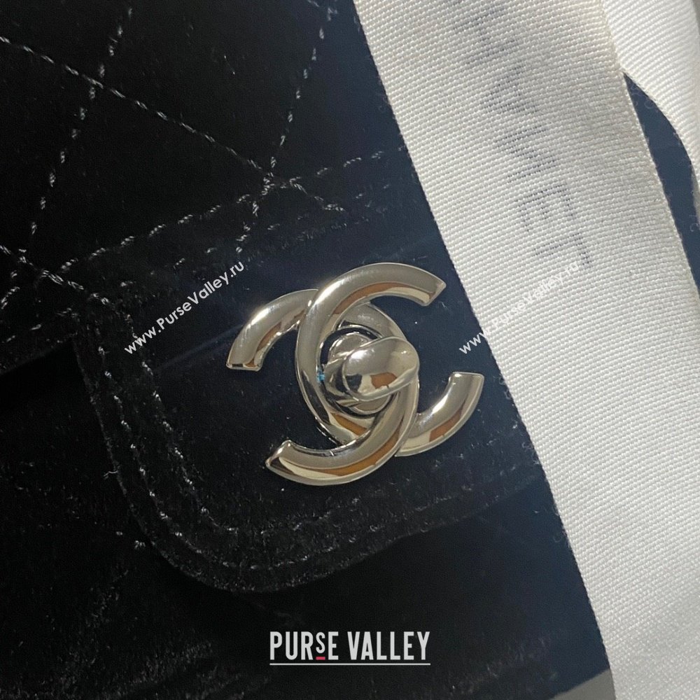 Chanel Velvet Silver-Tone Metal Mini Flap Bag BLACK AS4051 2023 (JIYUAN-231215-02)