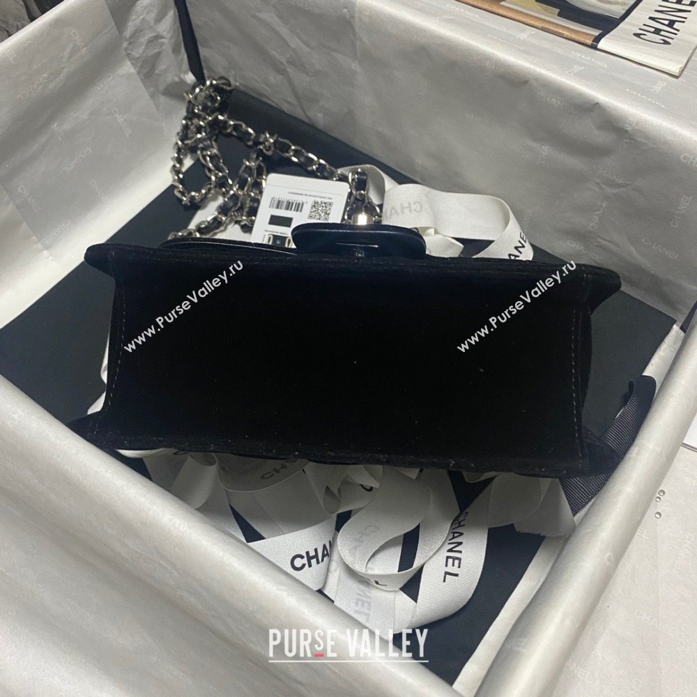 Chanel Velvet Silver-Tone Metal Mini Flap Bag BLACK AS4051 2023 (JIYUAN-231215-02)