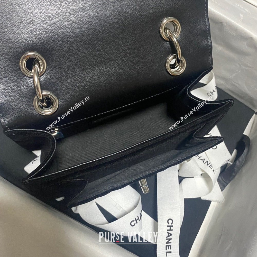 Chanel Velvet Silver-Tone Metal Mini Flap Bag BLACK AS4051 2023 (JIYUAN-231215-02)