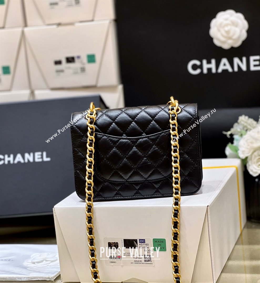 Chanel Shiny Crumpled Calfskin Black Metal Mini Flap Bag BLACK AS4051 2023(ORIGINAL QUALITY) (SHUNYANG-231215-01)