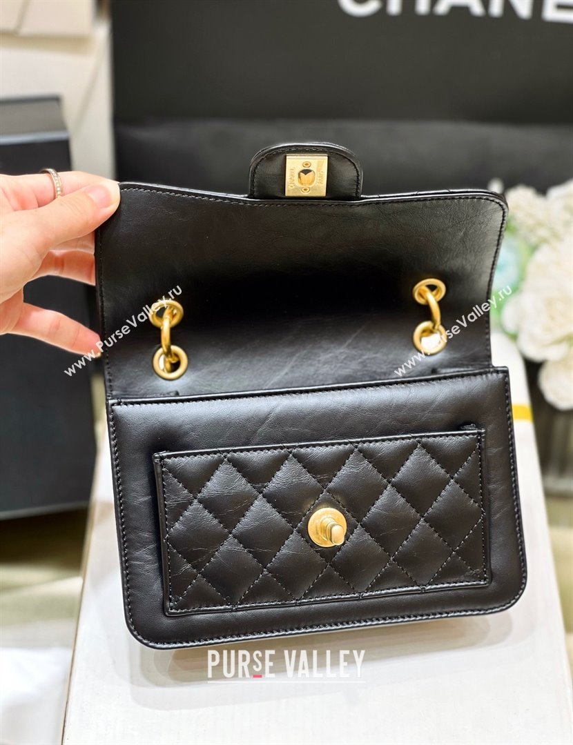 Chanel Shiny Crumpled Calfskin Black Metal Mini Flap Bag BLACK AS4051 2023(ORIGINAL QUALITY) (SHUNYANG-231215-01)