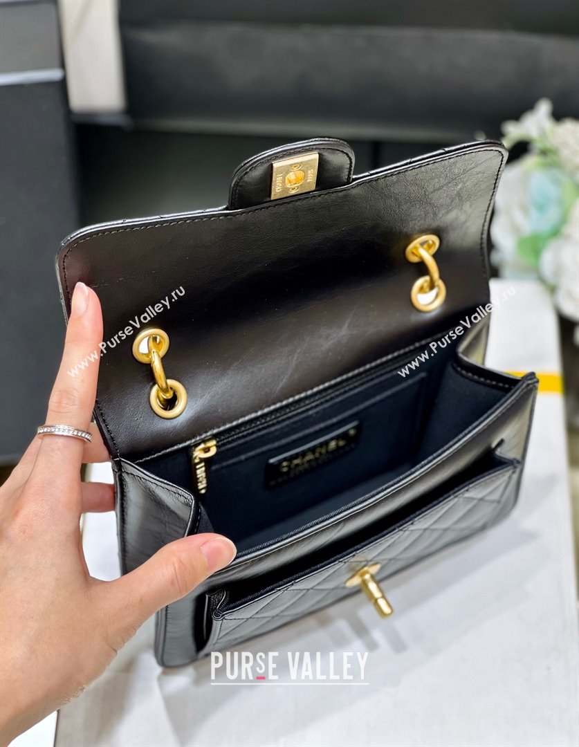Chanel Shiny Crumpled Calfskin Black Metal Mini Flap Bag BLACK AS4051 2023(ORIGINAL QUALITY) (SHUNYANG-231215-01)