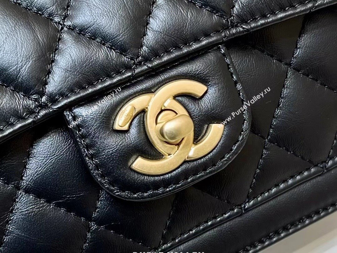 Chanel Shiny Crumpled Calfskin Black Metal Mini Flap Bag BLACK AS4051 2023(ORIGINAL QUALITY) (SHUNYANG-231215-01)