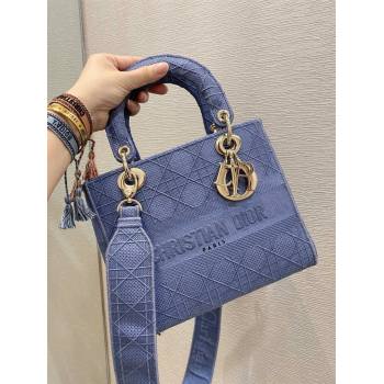 Lady Dior Medium Bag in Embroidered Canvas gray blue 2020 (vivi-201125-b)