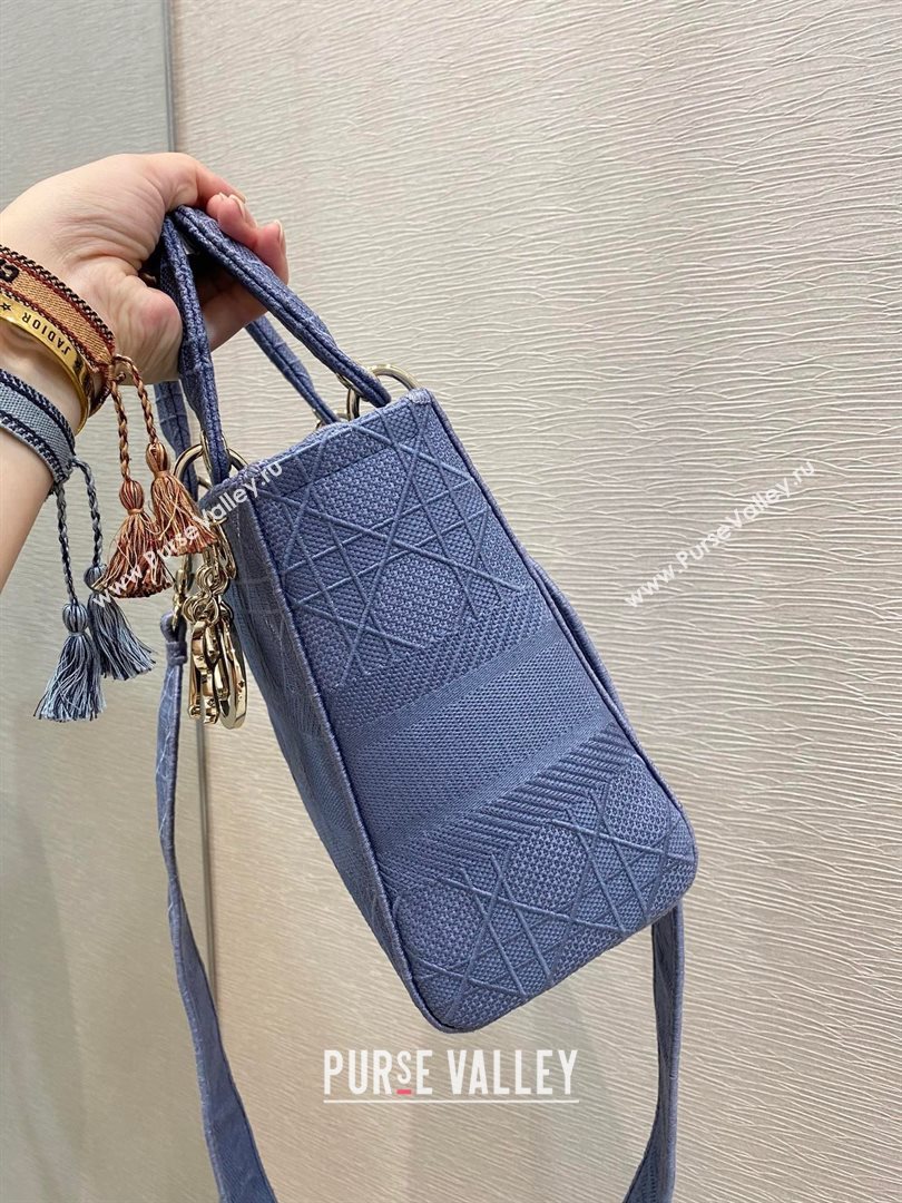Lady Dior Medium Bag in Embroidered Canvas gray blue 2020 (vivi-201125-b)