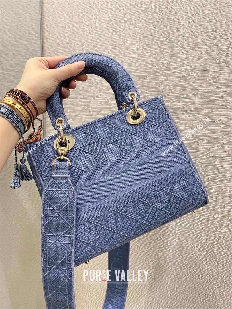 Lady Dior Medium Bag in Embroidered Canvas gray blue 2020 (vivi-201125-b)