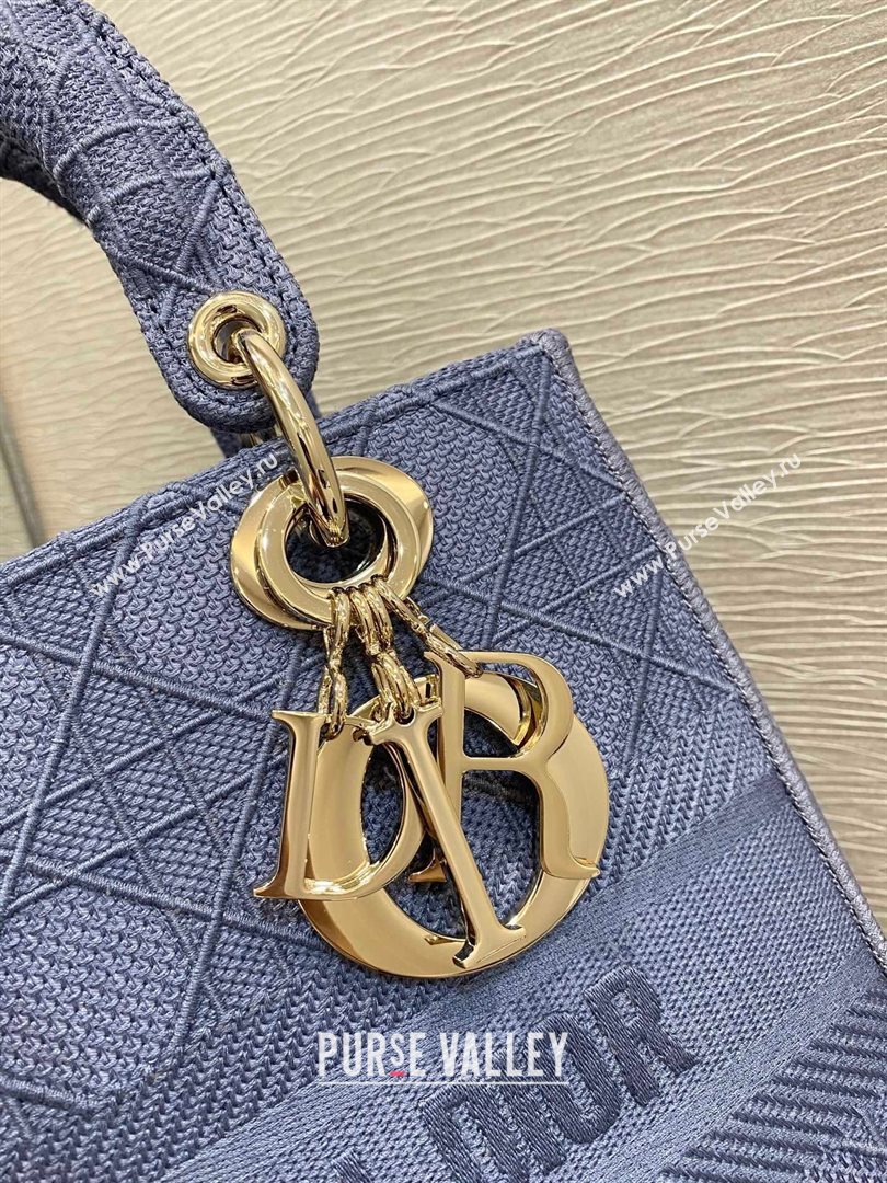 Lady Dior Medium Bag in Embroidered Canvas gray blue 2020 (vivi-201125-b)