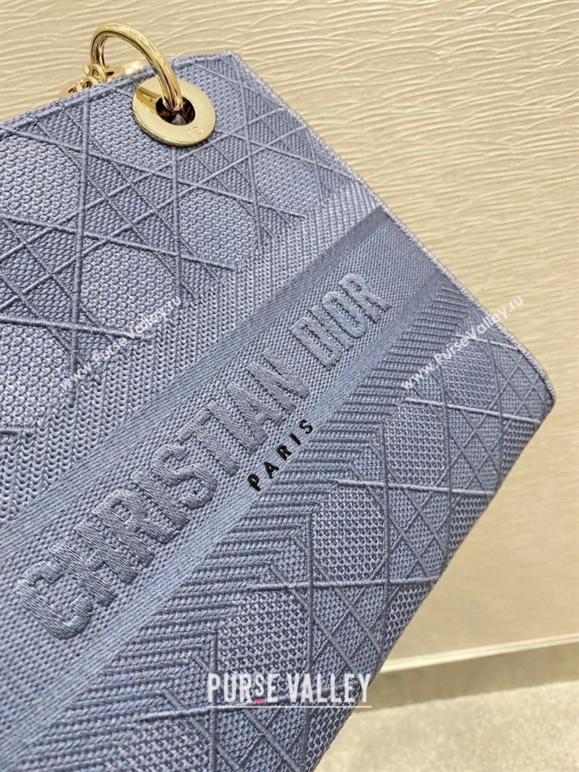 Lady Dior Medium Bag in Embroidered Canvas gray blue 2020 (vivi-201125-b)