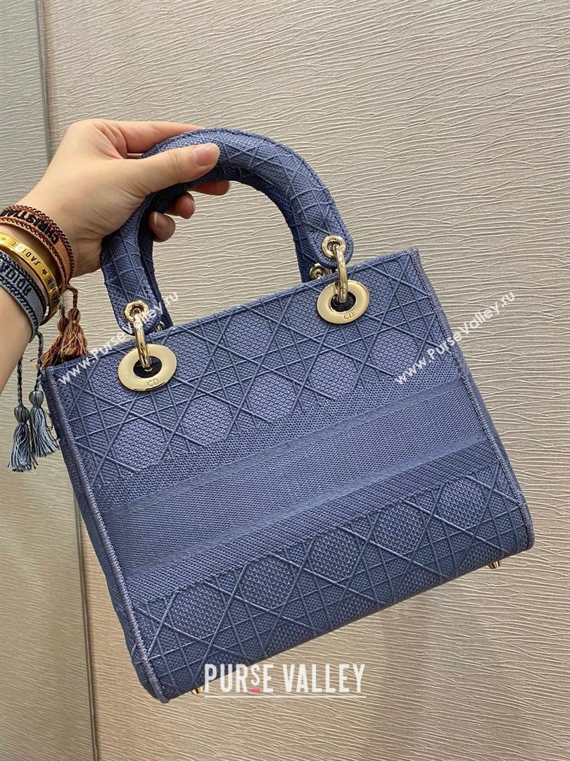 Lady Dior Medium Bag in Embroidered Canvas gray blue 2020 (vivi-201125-b)
