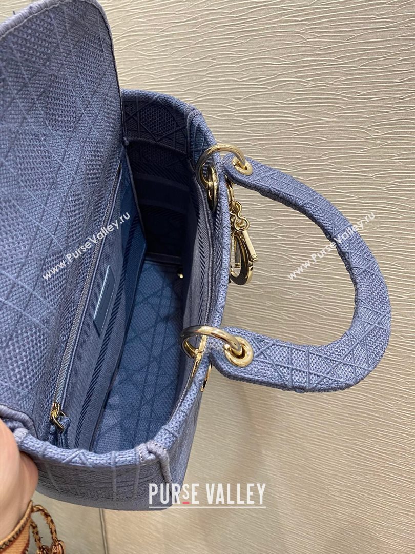 Lady Dior Medium Bag in Embroidered Canvas gray blue 2020 (vivi-201125-b)