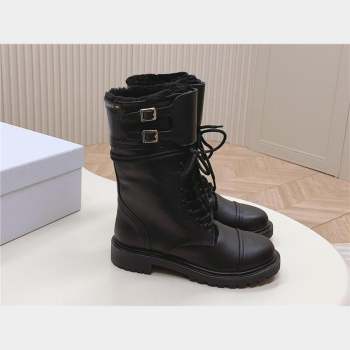 dior Black Calfskin and Shearling D-Trap Ankle Boot 2023 (modeng-231011-01)