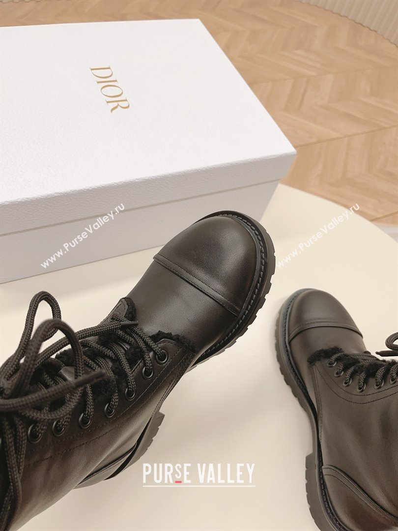 dior Black Calfskin and Shearling D-Trap Ankle Boot 2023 (modeng-231011-01)