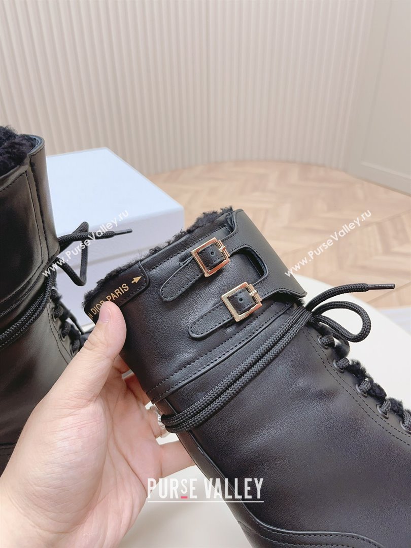 dior Black Calfskin and Shearling D-Trap Ankle Boot 2023 (modeng-231011-01)