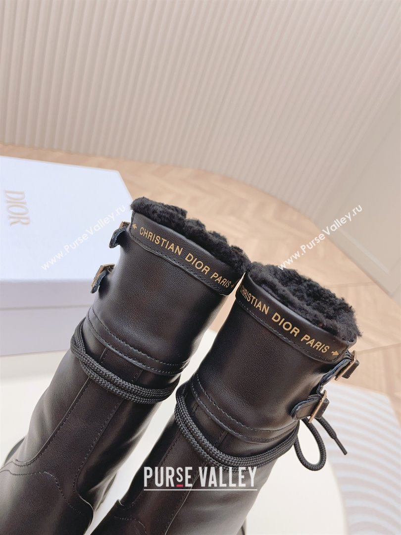 dior Black Calfskin and Shearling D-Trap Ankle Boot 2023 (modeng-231011-01)