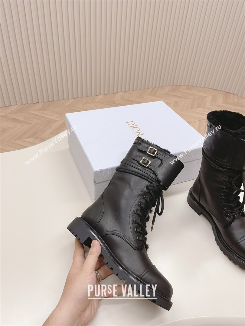 dior Black Calfskin and Shearling D-Trap Ankle Boot 2023 (modeng-231011-01)