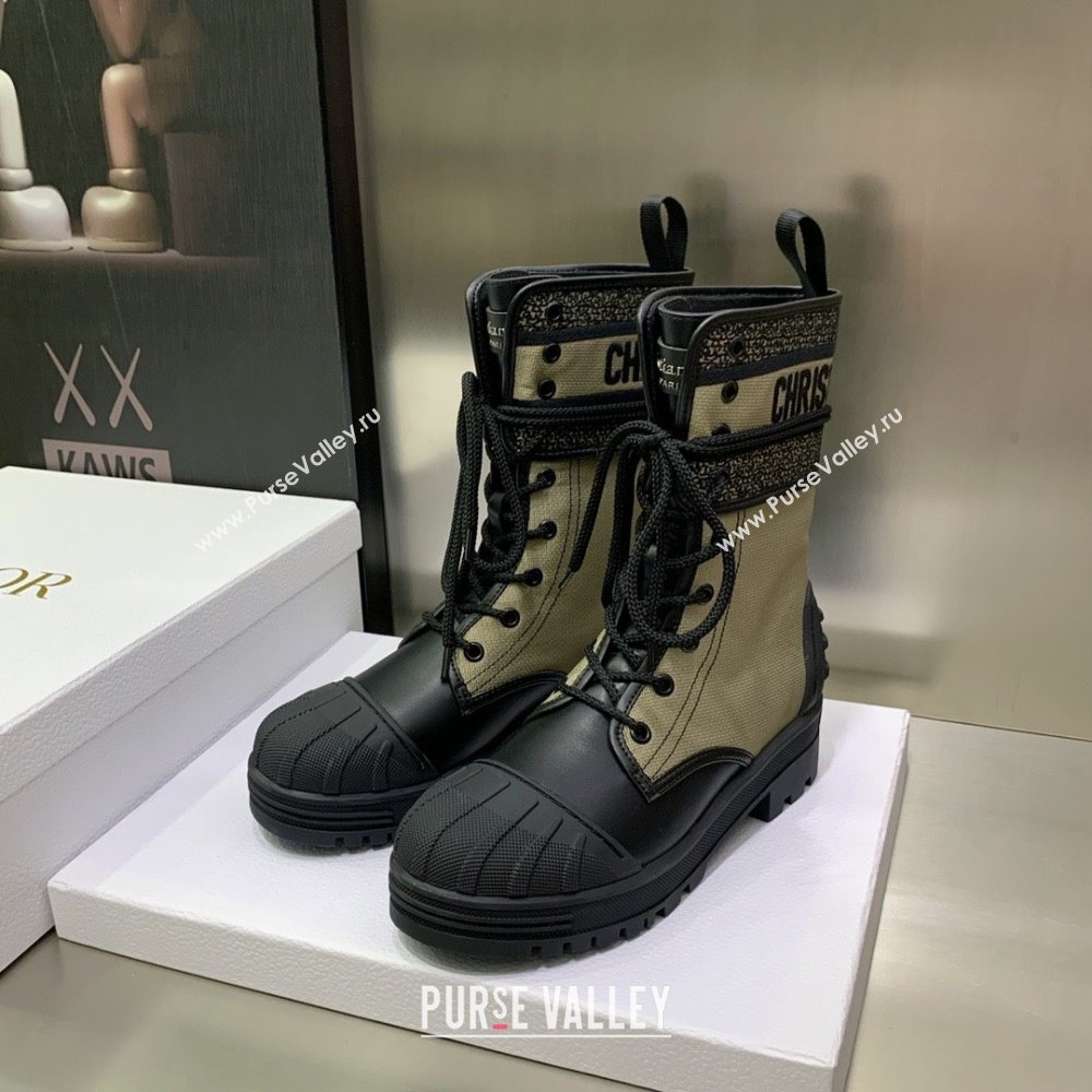 dior Warm Taupe and Black Technical Fabric and Black Calfskin D-Major Ankle Boot 2023 (kaola-231011-26)